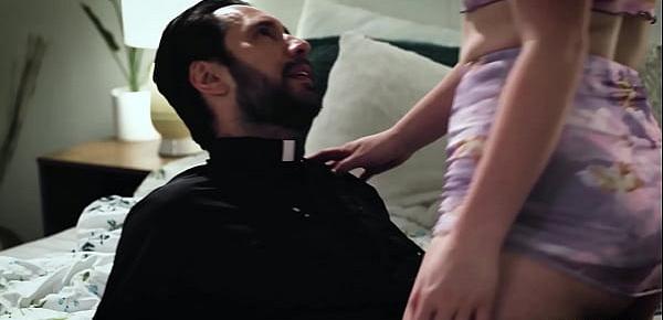  Wet big ass teen Eliza Eves jumped on a perverted priest and rode his dick